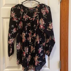 Chaps black floral blouse.